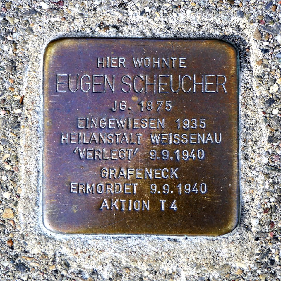 Stolperstein für Eugen Scheucher, Aachener Strasse 38, Bad Cannstatt, Stuttgart