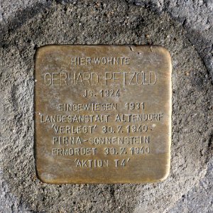 Stolperstein für Gerhard Petzold, Bornaer Strasse 24, Chemnitz (2)