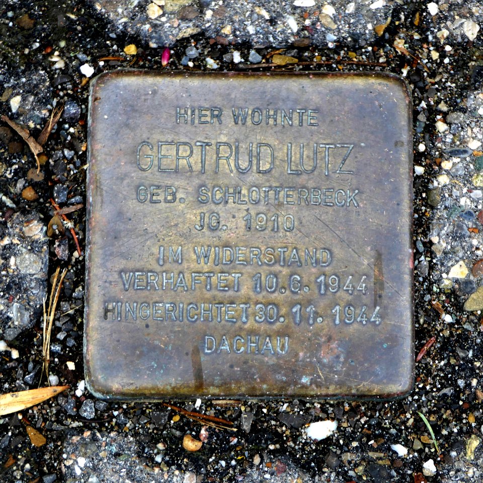 Stolperstein für Gertrud Lutz, Auf dem Haigst 6, Degerloch, Stuttgart