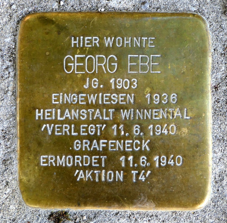 Stolperstein für Georg Ebe, Kissinger Straße 48, Bad Cannstatt, Stuttgart