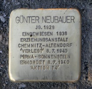 Stolperstein für Günter Neubauer, Flemmingstraße 8, Chemnitz (1)