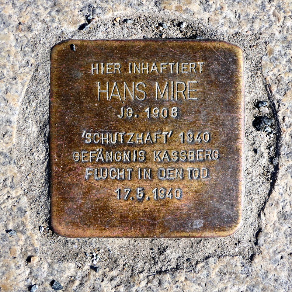Stolperstein für Hans Mire, Kassbergstrasse, Chemnitz