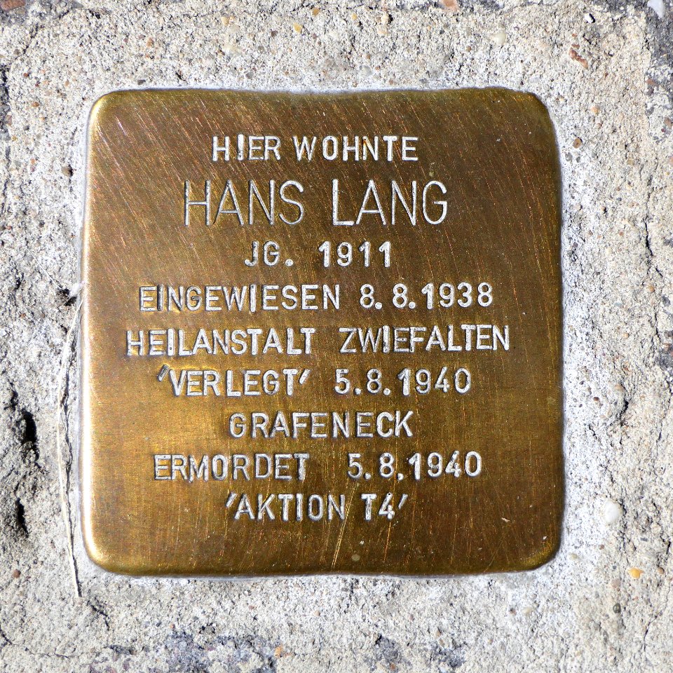 Stolperstein für Hans Lang, Glockenstrasse 46, Bad Cannstatt, Stuttgart