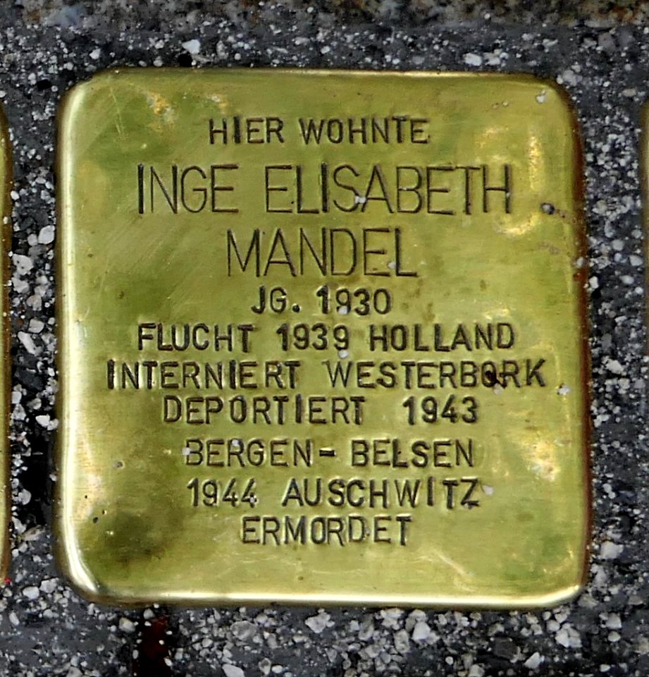 Stolperstein für Inge Elisabeth Mandel, Weststrasse 7a, Chemnitz
