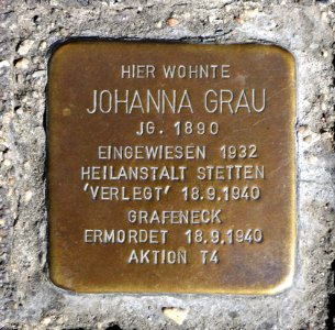 Stolperstein für Johanna Grau, Hofener Strasse 84a, Bad Cannstatt, Stuttgart