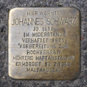 Stolperstein für Johannes Schwarz, Rubenstraße 5, Degerloch, Stuttgart