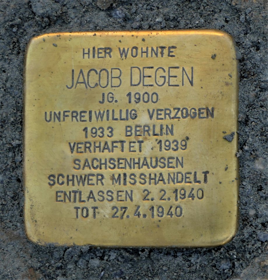 Stolperstein für Jacob Degen, Erich-Mühsam-Straße 18, Chemnitz (1)
