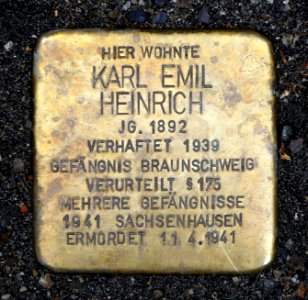 Stolperstein für Karl Emil Heinrich, Niedere Burgstraße 6, Pirna (2)