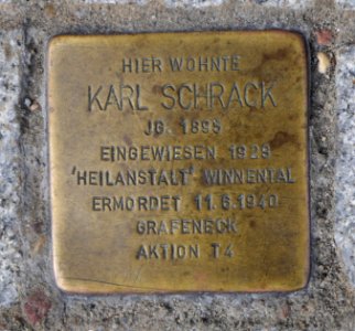 Stolperstein für Karl Schrack, Jahnstraße 1, Degerloch, Stuttgart