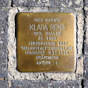 Stolperstein für Klara Luise Renz, Haldenstrasse 8, Bad Cannstatt, Stuttgart