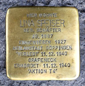 Stolperstein für Lina Speiser, Brückenstrasse 11, Bad Cannstatt, Stuttgart