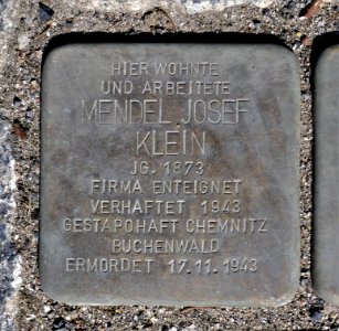 Stolperstein für Mendel Josef Klein, Dr.-Friedrichs-Ring, Zwickau