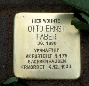 Stolperstein für Otto Ernst Faber, Hopfgartenstrasse 2, Dresden (2)