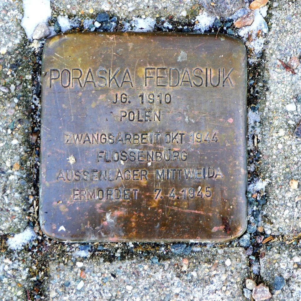 Stolperstein für Poraska Fedasiuk, Bahnhofstrasse 45, Mittweida