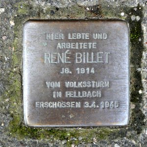 Stolperstein für René Billet, Gotthilf-Bayh-Strasse 9, Schmiden, Fellbach