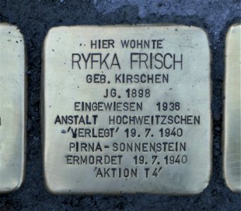 Stolperstein für Ryfka Frisch, Wiesenstraße 10, Chemnitz