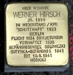 Stolperstein für Werner Hirsch, Karl-Immermann-Straße 23, Chemnitz (2)