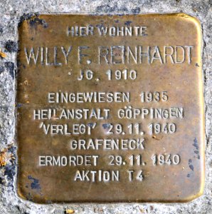 Stolperstein für Willy Reinhardt, Ruhrstrasse 39, Bad Cannstatt, Stuttgart (2)