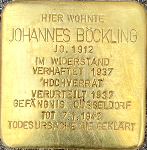 Stolperstein Johannes Böckling