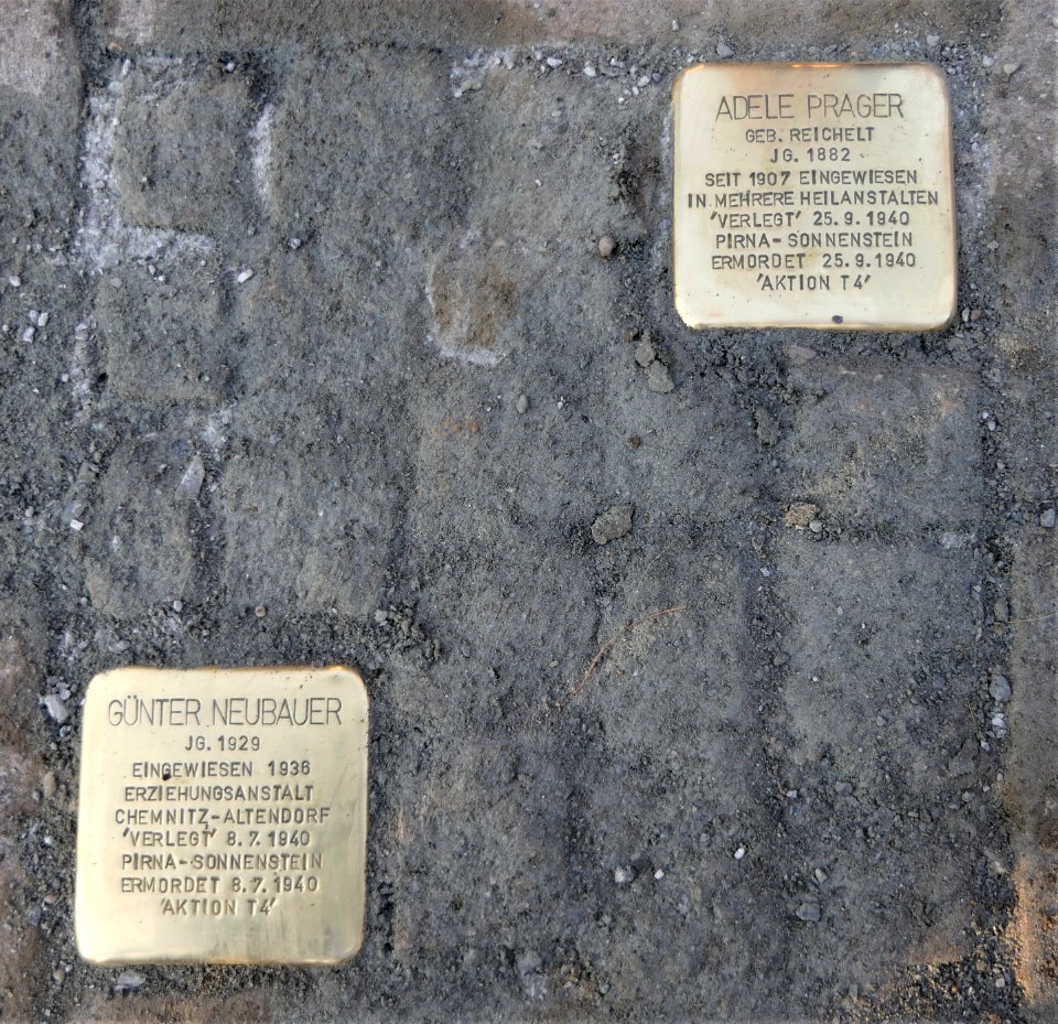Stolpersteine für Adele Prager und Günter Neubauer, Flemmingstraße 8, Chemnitz (1)