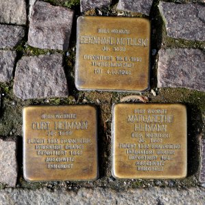 Stolpersteine für Bernhard Motulski und Familie Heimann, Lange Strasse 58, Grimma