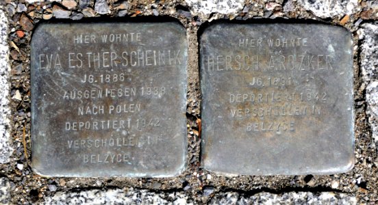 Stolpersteine für Eva Esther Scheinik und Hersch Arozker, Dr.-Friedrichs-Ring, Zwickau