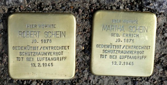 Stolpersteine für Robert und Martha Schein, Königsbrücker Strasse 26, Dresden (1)