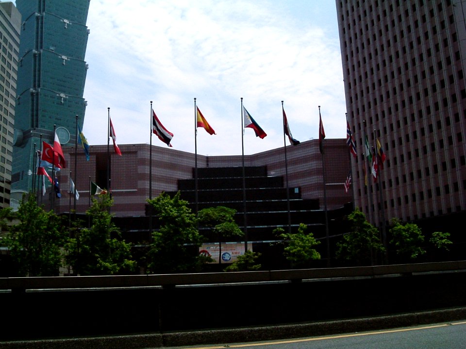 Taipei World Trade Center with 23 Flags