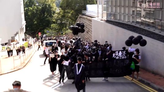 The marchers held up banners with political slogans 02