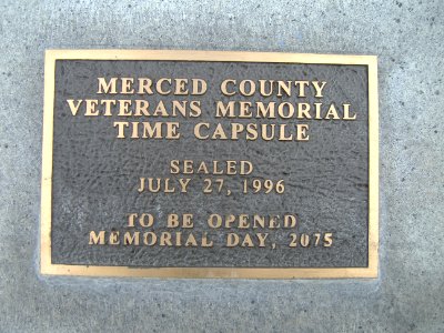 Time capsule plaque, Merced County Veterans Memorial, California - 20060409
