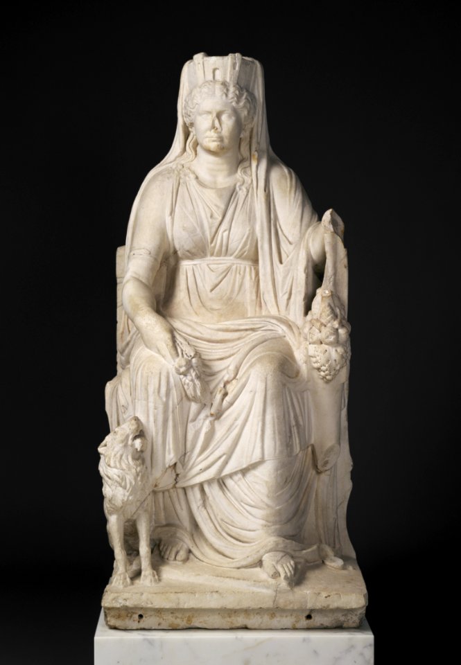 Unknown - Statue of a Seated Cybele with the Portrait Head of her Priestess - 57.AA.19