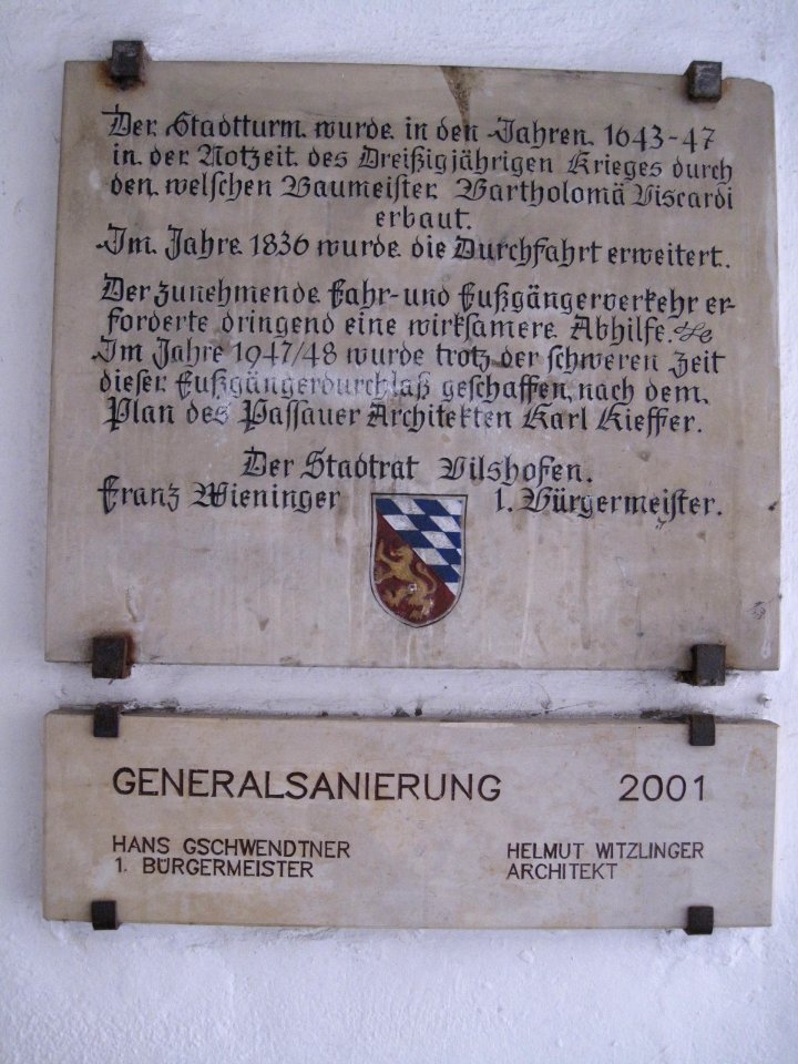 Vilshofen-Stadtturm-Gedenktafel