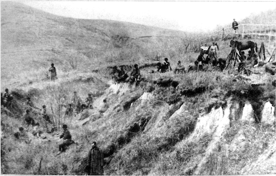 Привал военной охотничьей команды во время рекогносцировки. 1904-1905 гг