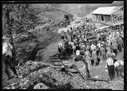 A group picture showing some of the men working at Norris Dam. - NARA - 532718