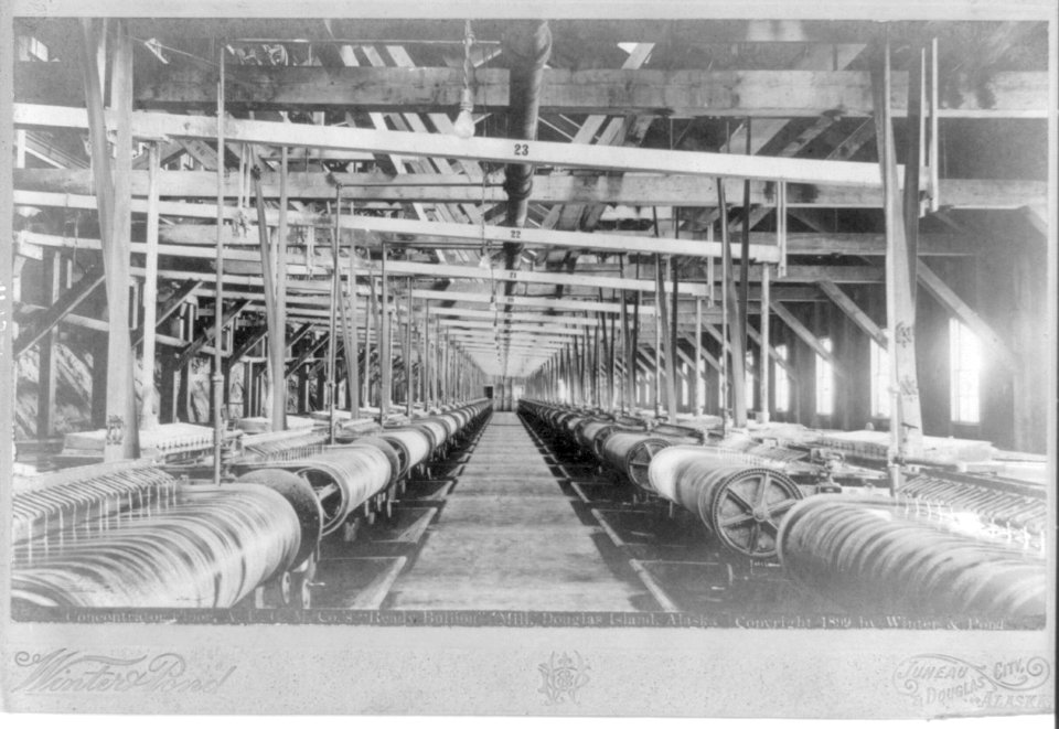 A.U.G.M. Co.'s 'ready bullion' mill, Douglas Island, Alaska- concentrator floor LCCN2007682434