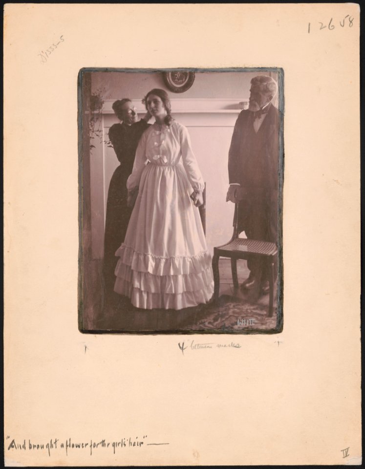 And brought a flower for the girl's hair (illustration for Beneath the Wrinkle by Clara Morris) - White. LCCN2016649753