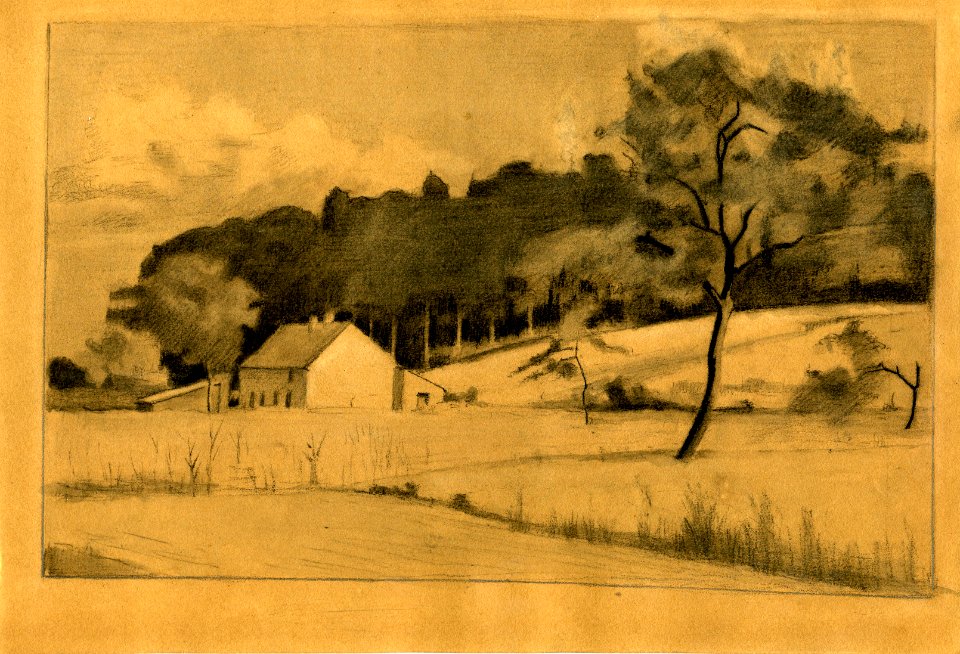 1896 étang dessin par Gabriel van Dievoet (1875-1934)