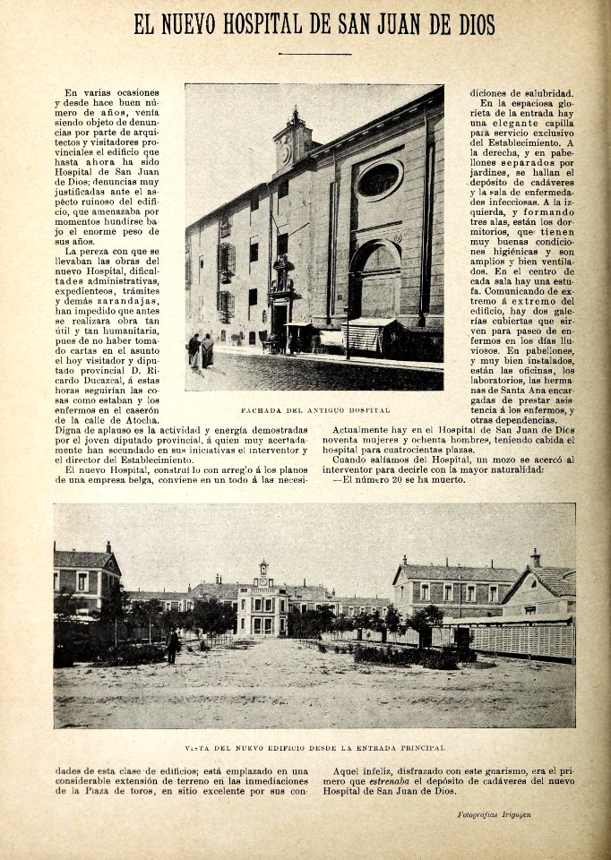 1897-10-02, Blanco y Negro, El nuevo hospital de San Juan de Dios, Irigoyen