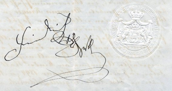 1899 Friedrich-Wilhelm-Mecklenburg Unterschrift+Siegel