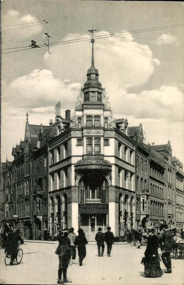 1900 circa Andreaestraße 1 Hannover, Haus Uihlein, Postkarte, Bildseite