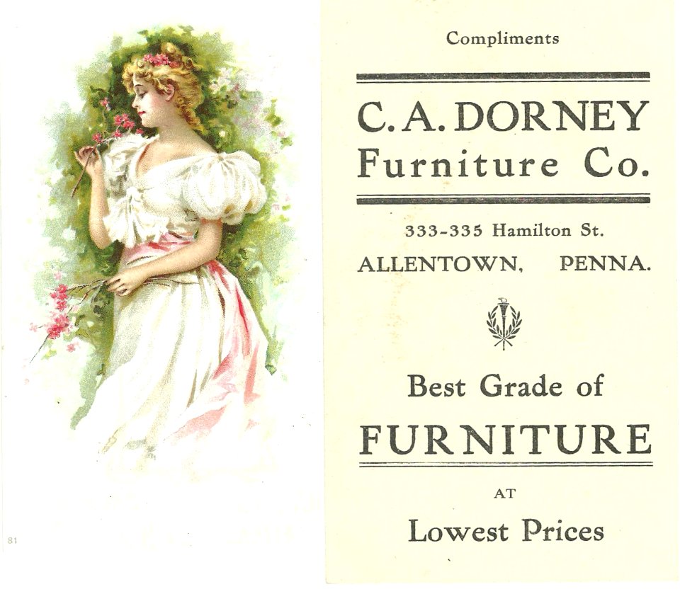 1900 - C A Dorney Furniture Company - Trade Card 2