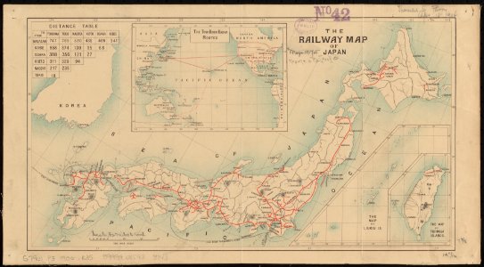 1900 Railway map of Japan, author unknown, from the Digital Commonwealth - commonwealth 0z7097493