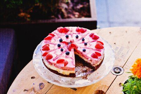 Blueberry brownie cake photo