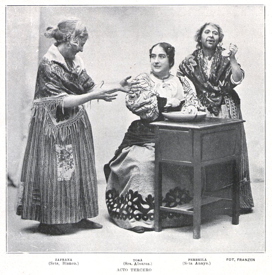 1902-05, El Teatro, Alma y vida, Zafrana (Blanco), Tora (Álvarez), Peregila (Anaya), Franzen