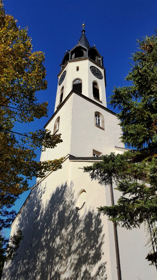 Church clock blue