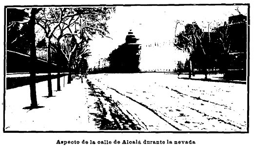 1904-12-01, Nuevo Mundo, Aspecto de la calle de Alcalá durante la nevada, Campúa