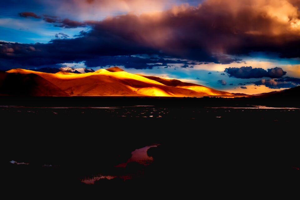 Clouds mountains river photo