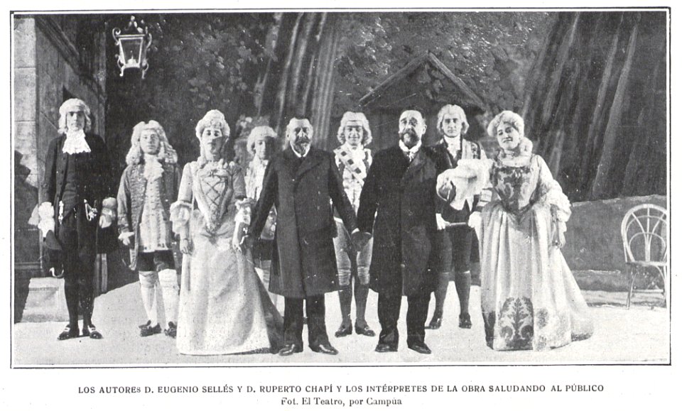 1905-04, El Teatro, La guardia de honor, Eugenio Sellés y Ruperto Chapí, Campúa