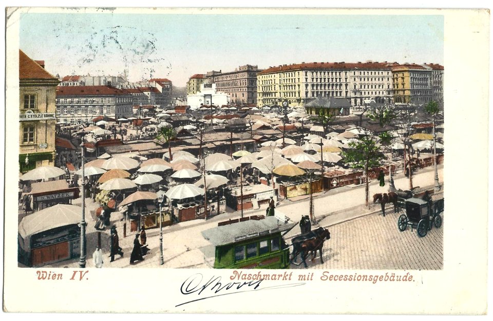 19050113 wien Nascmarkt mit secessiongebaude