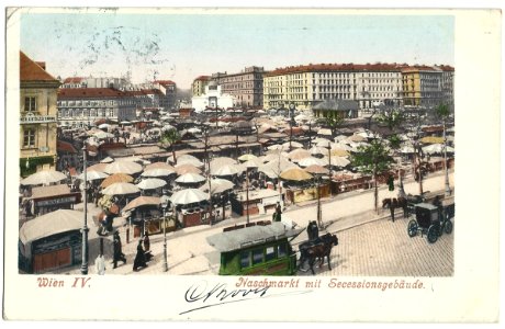 19050113 wien Nascmarkt mit secessiongebaude